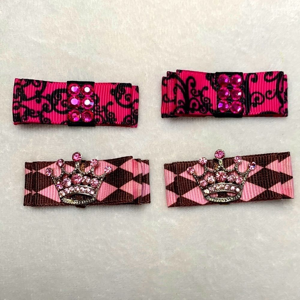 Girls Fancy Clip In Barrettes with Crystals and Crowns